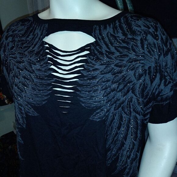 Liberty Wear Rise Above Wings Rhinestone Top NWT - Picture 2 of 3